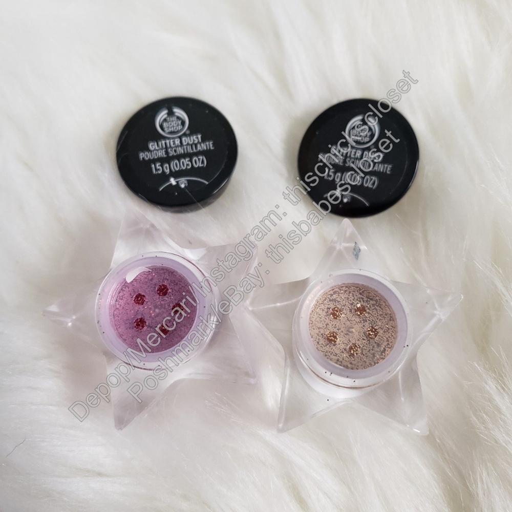 ❤️NEW The Body Shop Glitter Dust Cosmetics Bundle (1x Pink + 1x Gold, SEALED)